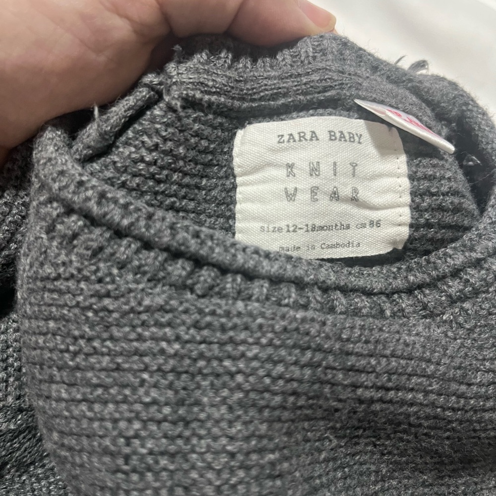 Zara Dark Gray Knit Baby Sweater 12-18 month